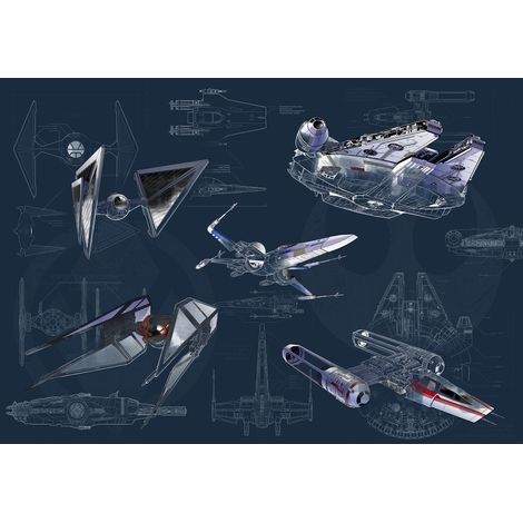 Papier peint panoramique moderne Star Wars Plan Directeur Sombre (1/4)