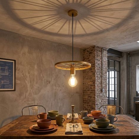 Suspension, lampe de salon à 1 ampoule, métal doré, E27, H 150 cm (1/5)