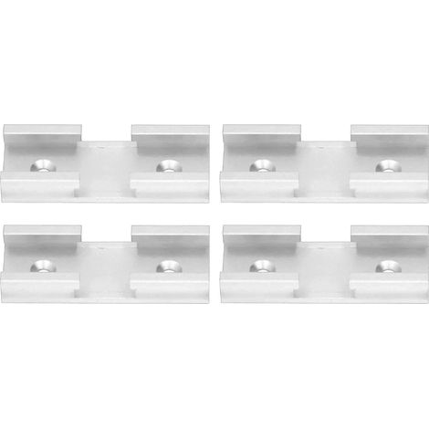 Set aus 4 Aluminiumverbindern für T-Schienenkreuzungen, Führungsstücke für Kreuzungspunkte, Zubehör für die Holzbearbeitung an Werkbänken, silberfarben, robuste Befestigung. (1/5)