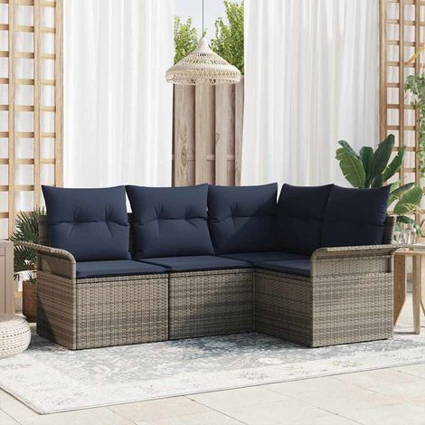 vidaXL Set Divano da Giardino 4 pcs Grigio polyrattan (1/5)