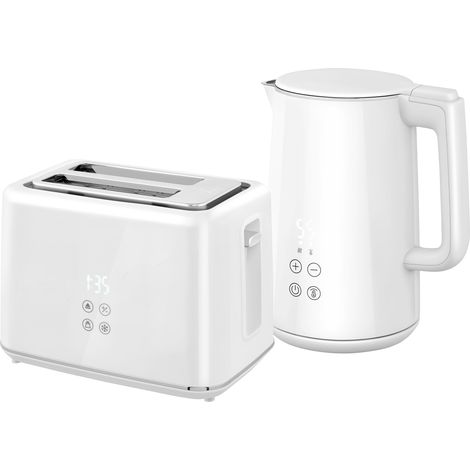 GagaEnsemble bouilloire grille-pain, bouilloire en acier inoxydable 1,5 L et 2200 W et grille-pain à 2 tranches, crème (1/5)
