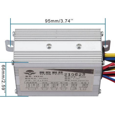 36V 500W DC brushed motor for electric vehicles, tricycles, and motorcycles - speed controller (1/4)