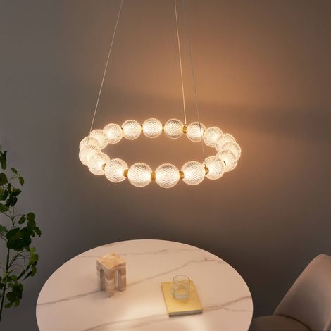 Goldene LED- Hängeleuchte mit transparentem Glas 57 cm - Roseli (1/5)
