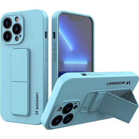 cofi1453® Kickstand Hülle Bumper aufstellbar kompatibel mit iPhone 13 Pro Silikon Hard Case Schale Zubehör Tasche Schutz mit integriertem Magneten Sky Blau