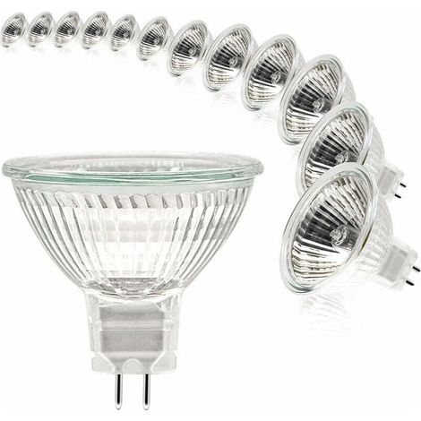 Ampoules Halogènes, Ampoule Spot MR16, Ampoule 12V 20W, Ampoule gu5.3 Ampoule MR16 Dimmable, 2 Broches Ampoules Halogène Blanc Chaud 2700K, Pack de 12 (MR16-20W-12P) (1/5)