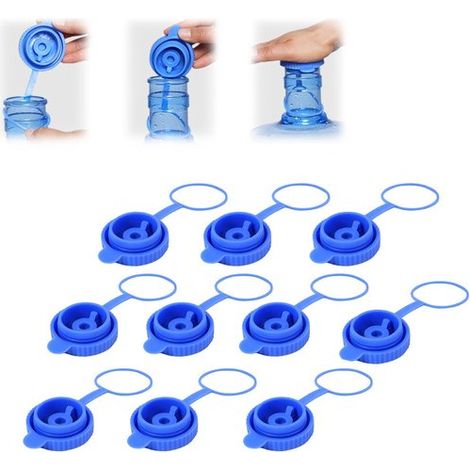 Confezione da 10 coperchi per bottiglie d'acqua da 3,8 litri. Coperchi di ricambio in silicone a tenuta stagna. Coperchi antispruzzo. Coperchi per dispenser d'acqua. Riutilizzabili. (1/5)