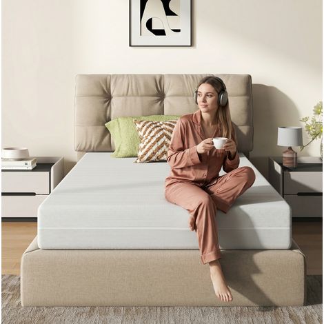 Colchón de espuma fría 160x200 cm, altura 20 cm, firmeza media, blanco, OKWISH (1/5)