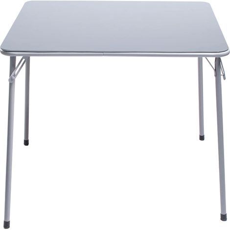 FurnitureR Wohnzimmermöbel, quadratische Tische, robuste Metallstruktur und MDF-Kunstleder gepolstertes Tablett, klappbar und tragbar, minimalistisches Design Esstisch, 86x86x71cm, Grau (1/5)