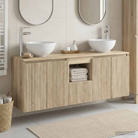 vidaXL Bathroom Cabinet Set 3 pcs Sonoma Oak 129 x 41 x 80 cm (1/5)