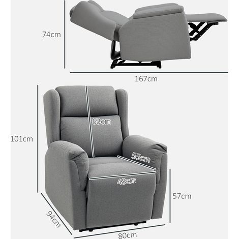 Fauteuil TV inclinable gris foncé rembourré ressorts ensachés,charge jusqu’à 150kg,confort optimal pour salon et chambre.