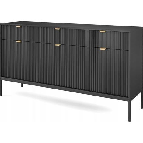 Commode universel Noir 154x83x39cm pied métal avec 2 tiroirs modèle "NOEMIE KSZ154" (1/5)
