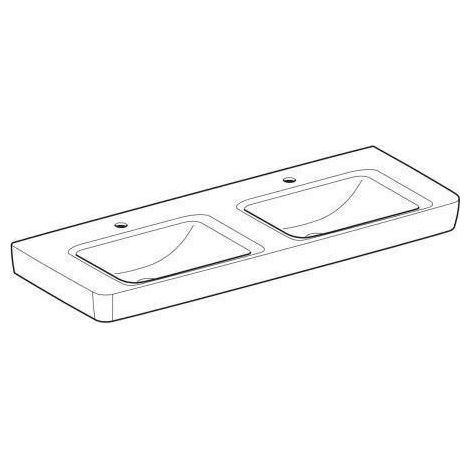 Geberit Renova Plan, Doppelwaschtisch, 130x48 cm, 1 Hahnloch, (1/5)