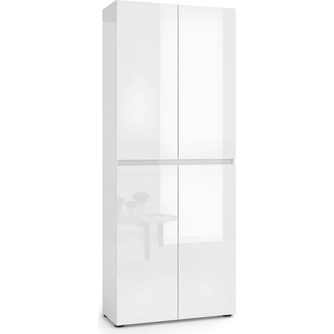 Mobile Scarpiera 4 Ante 80x34x200 cm Bianco Lucido (1/4)