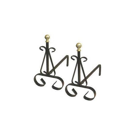 ALARI PER CAMINO CON POMOLI IN OTTONE- - cm.19x31x30h. - 1 coppia MILLE