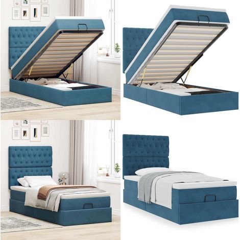 vidaXL Ottoman-Bett mit Matratzen Dunkelblau 90x200 cm Samt (1/5)