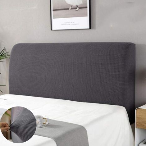 Housse Tete de lit,Housse de Protection de tête de lit Housse De Tête De Lit Lavable Anti-poussière Pack Complet 360 ° Gris 150cm Convient pour Une tête de lit 140-170cm (1/4)