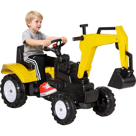 Tractor a Pedales para Niños de +3 Años con Pala Delantera y Bocina Carga 35kg Tractor Infantil 107x42x71 cm Amarillo (1/5)
