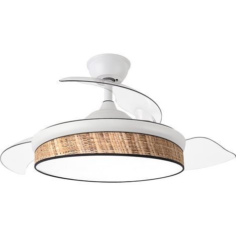 Ventilateur DC 72 W blanc/canisse foncé 91D 3 pales 7200 lm 3000-4000-6000 K avec télécommande, mémoire et minuterie pour climatisation et confort. (1/4)