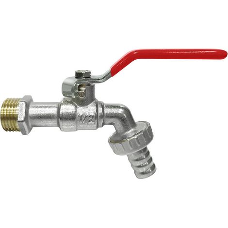 Robinet de puisage à sphère - Poignée plate - Mâle 1/2" - Raccord au nez 3/4