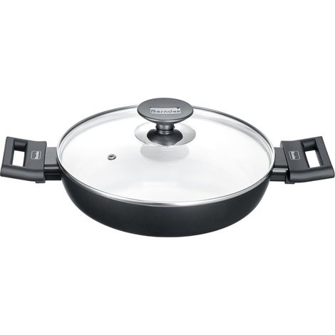Berndes Alu Induction Smart Servierpfanne 28 cm Tegame con Coperchio, 3.5 Litri, Alluminio Forgiato, Schwarz/Weiß (1/5)