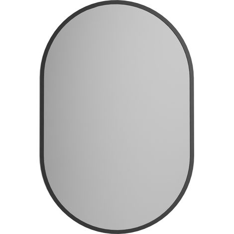Bernstein – Miroir ovale salle de bain 40x60cm – Cadre noir aluminium – Éclairage LED avec détecteur de mouvement – Lumière chaude/froide 3000-6500K