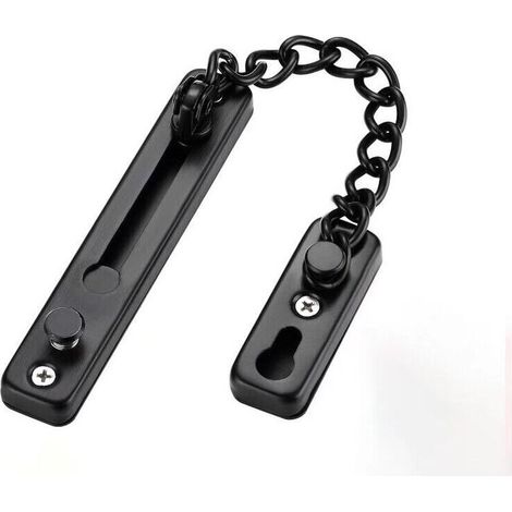 Chaînes de portes, serrure à chaîne de porte antivol, serrure fiable de loquet de porte de chaîne de sécurité de porte dacier inoxydable idéale pour lhôtel à la maison (Noir).. (1/4)