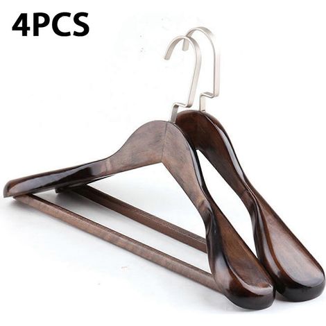 Cintre en bois massif à larges épaules, sans couture, support à vêtements pour la maison, compatible avec les cintres à costumes épais. (1/5)