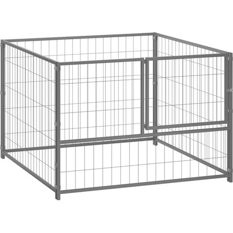 Gabbia per Cani Argento 100x100x70 cm in Acciaio vidaXL (1/6)