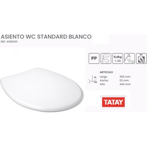 tatay tapa asiento wc blanco universal 37x45 cm standard 4400501 (1/2)