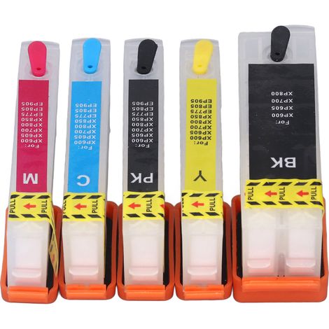 5-teilige Tintenpatrone mit Permanentchip, Set mit 5 stabilen Farben BK PK CMY T3351 T3361 T3362 T3363 T3364, druckerkompatible Nachfüllung, zuverlässige Qualität. (1/5)