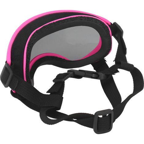 Hunde-Sonnenbrille, UV-Schutz, aus Polycarbonat, winddicht, komfortabel und atmungsaktiv, rosa Rahmen, graue Gläser. (1/5)