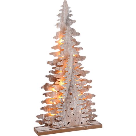 LED Deko Tannenbaum Silhouette - 15 LED - Tisch Weihnachtsdeko Batterie betrieben