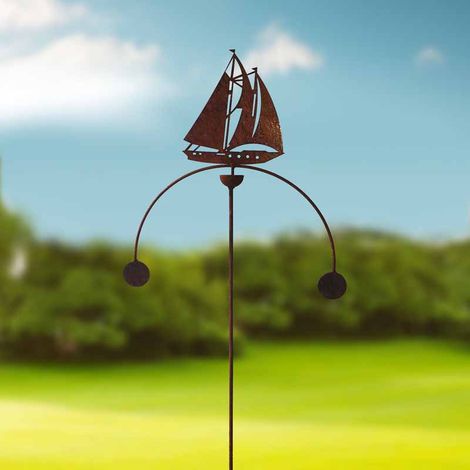 Sailing Boat Wind Rocker Double Bare Metal/Ready to Rust - Steel - W54 x H148.5 cm