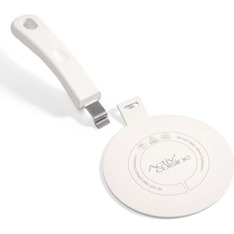 Adaptateur Induction Disque Plaque de Diffusion de Chaleur en acier inoxydable, avec poignée et Base séparables, Diffuseur à Induction Moka pour utiliser des Cafetières 14CM, Blanc (1/5)