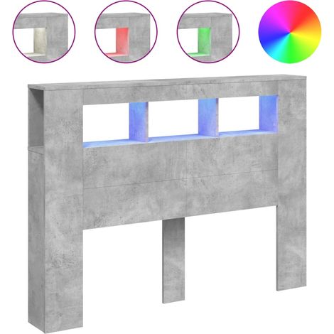 vidaXL LED Kopfteil Grau Beton 140x18,5x103,5cm Ingenieurholz