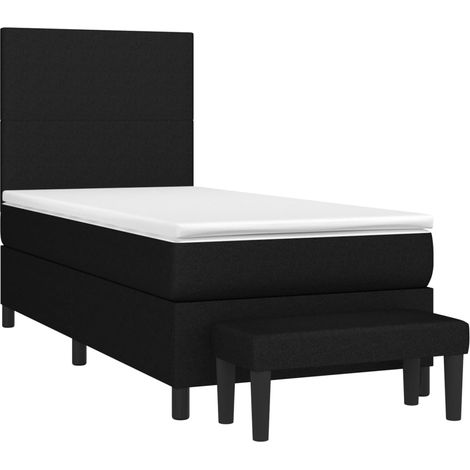 Cama box spring con colchón tela negro 100x200 cm vidaXL (1/4)