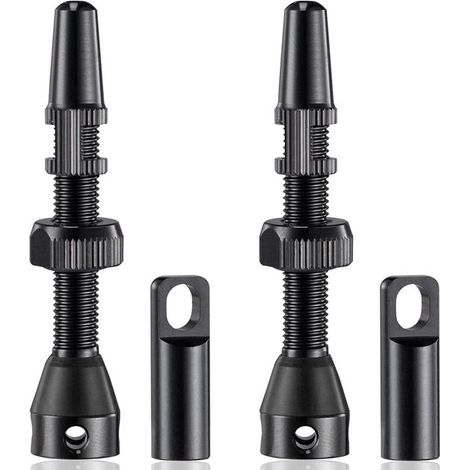 2 juegos de válvulas Presta sin cámara de 44 mm para bicicleta francesa - Negro (1/5)