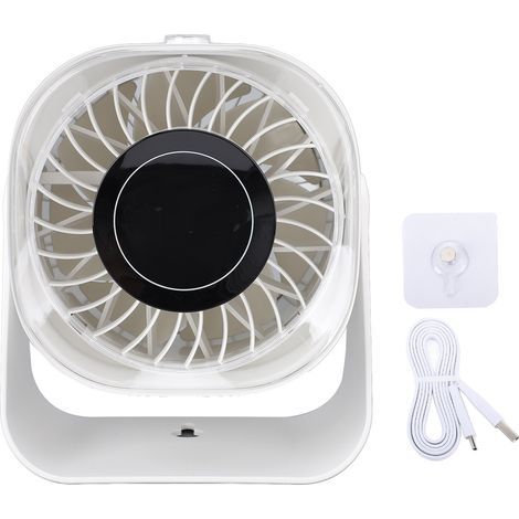 100-speed desk fan with digital display, 220° vertical adjustment, rechargeable and quiet, white (1/5)