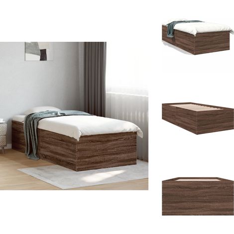 Cadre de lit sans matelas chêne marron 100x200 cm - Cadre De Lit - Lit Double - Lit En Bois - Meuble Chambre - Literie (1/5)