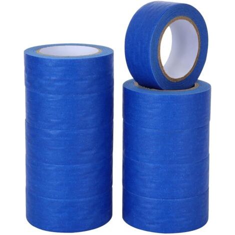 10 Rouleaux Ruban de Masquage Peinture Bleu, Bande de Masquage 24 MM x 20 M, Bande de Masquage pour un Collage propre des Films de Masquage (1/5)