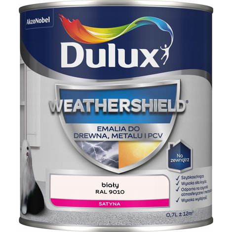 Dulux Weathershield Acryl-Emaille für Metall und Holz, Weiß, 0,7 l