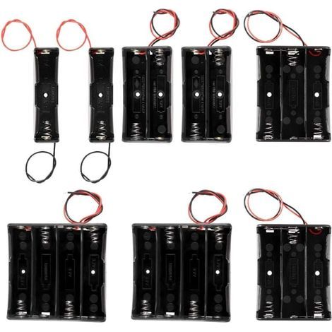 Lot de 8 supports de piles 18650 1/2/3/4 x 3,7 V, boîte de rangement en plastique avec fil conducteur (1/5)