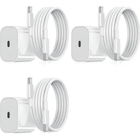 Chargeur pour Samsung - Chargeur rapide - Adaptateur + câble 20 W USB-C Blanc Lot de 3 Samsung (NT) Lot de 3 Samsung Lot de 3 Lot de 3 Samsung (20 W Blanc) (1/5)