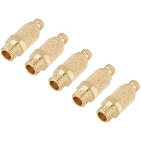 Silencieux pneumatique en laiton (lot de 5) avec contrôle du débit d'air et vanne 1/8 BSP.