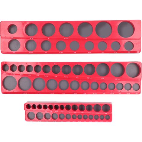 Lot de 3 Barres de Rangement de Douilles Magnétiques en ABS pour Douilles 1/4 3/8 1/2 Pouce Entraînement Capacité 68 Douilles (1/5)