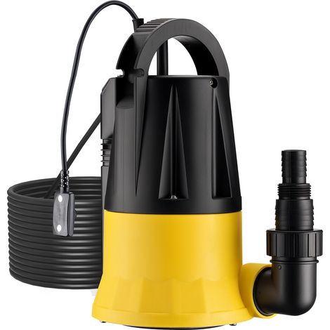 Wiltec Pompa sommersa con sensore 400 W, pompa a immersione per acque chiare con 2 modalità di funzionamento, 7300 l/h, prevalenza 7 m, profondità 7 m