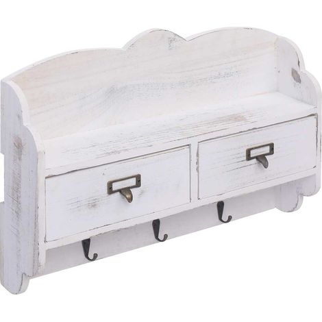 vidaXL Perchero de pared de madera blanco 50x10x34 cm (1/2)