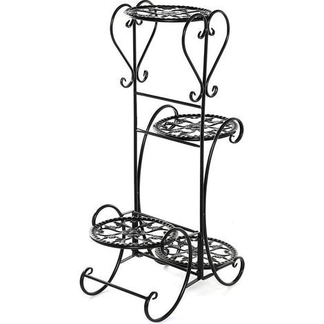 Schwarzes Metall-Blumenständerregal, 46 x 26 x 81 cm (1/4)