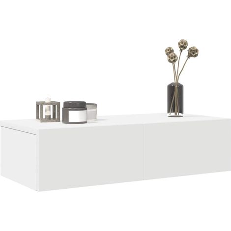 vidaXL Étagère murale et tiroirs blanc 60x26,5x15 cm bois d'ingénierie