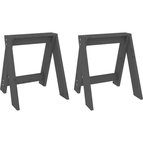 Lot de 2 tabourets assises design simple 40 x 40 x 45 cm en bois massif de pin gris DEC026406
